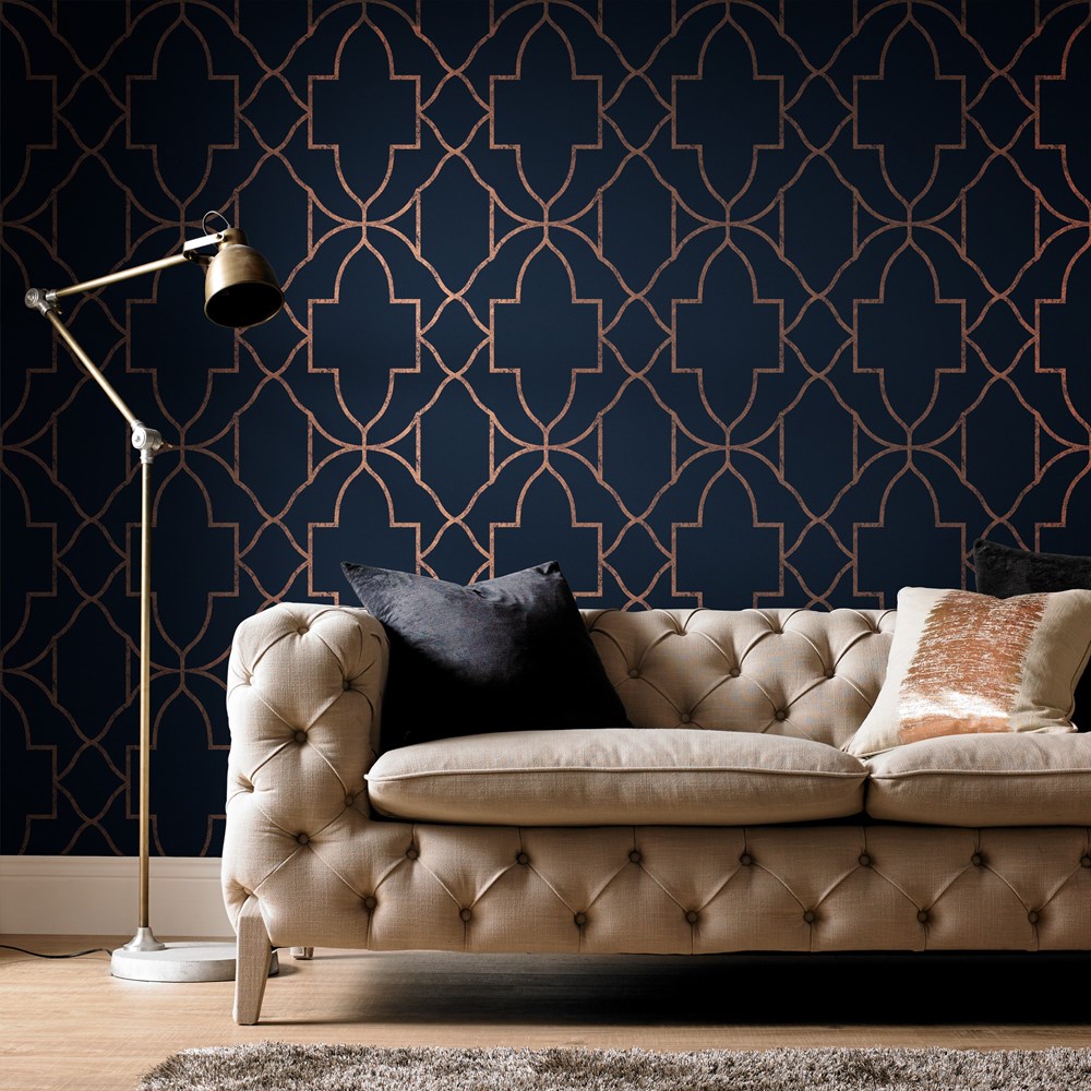 Versailles Wallpaper 113962 by Graham & Brown in Navy Blue